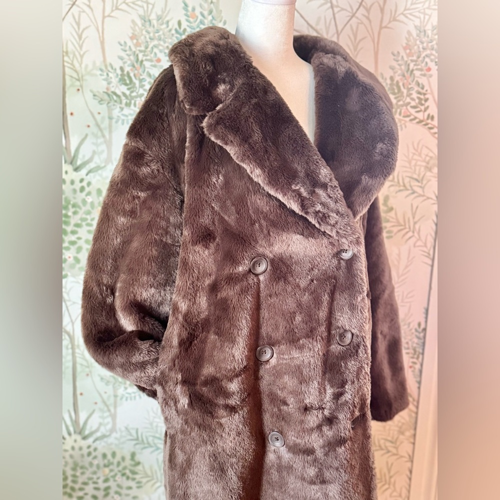NWT Scoop Brown Faux Fur Mob Wife Maxi Coat